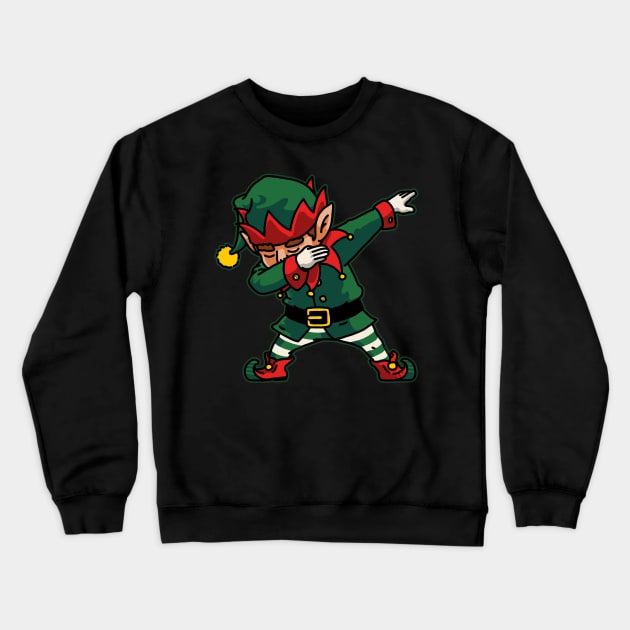 Dabbing Elf Shirt Kids Christmas Gifts Santa Helper Costume Crewneck Sweatshirt by vo_maria